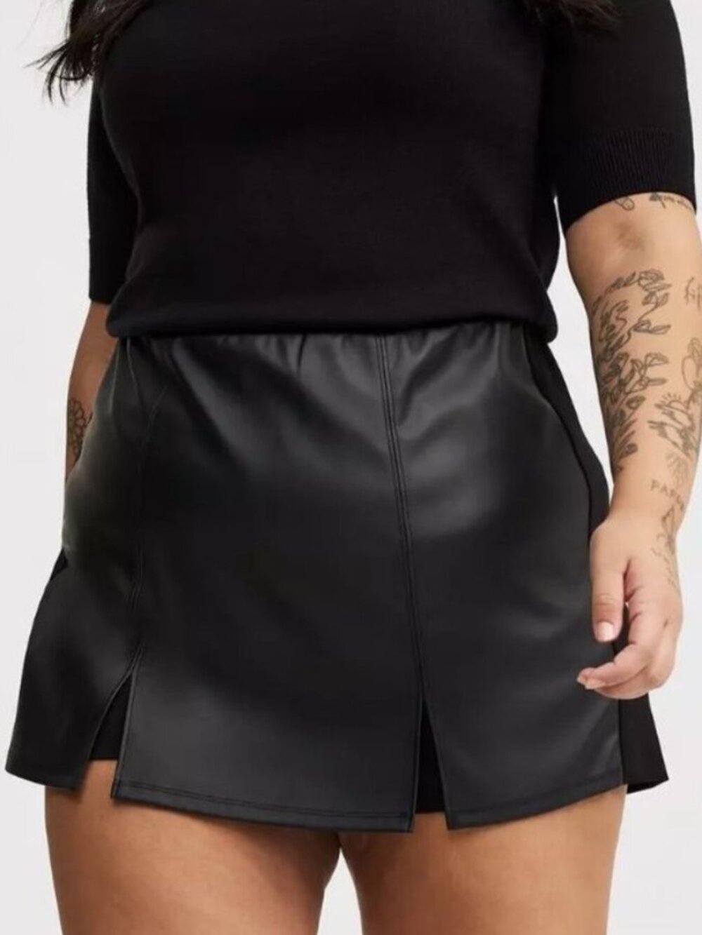 TORRID Black Mix Media Mini Skort Size 0 (Fits Size 14)